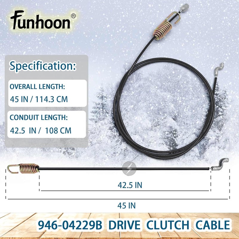 Funhoon 946-04229B Drive Clutch Cable for MTD Craftsman Cub Cadet Yard Machines Yard Man Most 2-Stage Snow Blowers Replaces 746-04229 746-04229B 946-04229 - Image 2